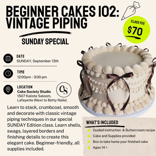 Sunday Special: Beginner Cakes 102 - Vintage Piping